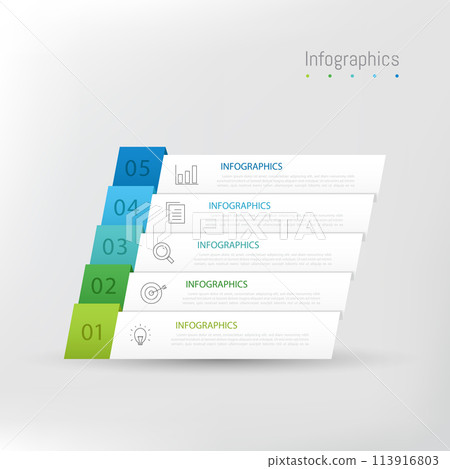 Infographic 5 options design elements for your business data. Vector Illustration. 113916803