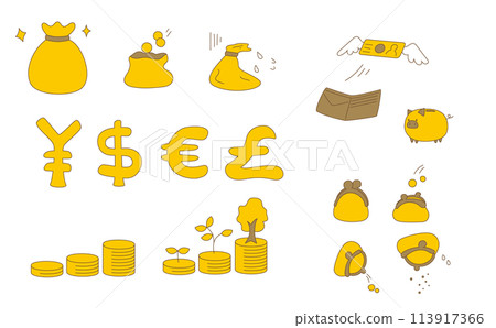 一組受金融啟發的簡單手寫插圖 一組受金融啟發的簡單手寫插圖 113917366