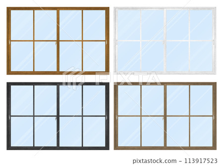 Wooden window frame B Glass set 113917523
