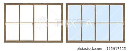 Sepia-colored wooden window frame B set Sepia-colored wooden window frame B set 113917525