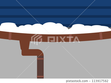 Image of a rain gutter broken by the weight of snow Image of a rain gutter broken by the weight of snow 113917582