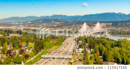 Trans-Canada Highway and Port Mann Bridge over Fraser River. Trans-Canada Highway and Port Mann Bridge over Fraser River. 113917588