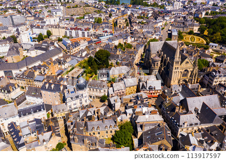 Aerial view of summer cityscape of Vannes with Cathedral, France 113917597