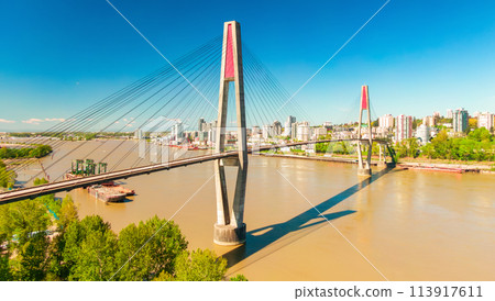 Bridge over river in Surrey to New Westminster. Sunny Day. Bridge over river in Surrey to New Westminster. Sunny Day. 113917611