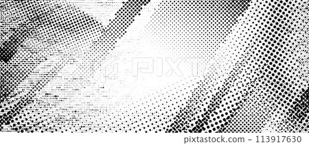 Halftone grunge texture. Distorted rough dirty scratch and splash background. Dotted glitch punk wallpaper for banner, poster, flyer, print, overlay. Distress scuffed vector textured backdrop Halftone grunge texture. Distorted rough dirty scratch and splash background. Dotted glitch punk wallpaper for banner, poster, flyer, print, overlay. Distress scuffed vector textured backdrop 113917630
