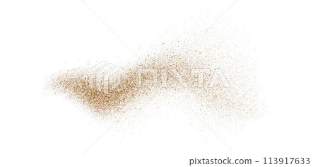 Sand dust powder splash. Flowing speckles and particles wave texture. Ground grain scatter element. Gritty explosion wind shape for overlay, poster, banner, brochure, leaflet. Vector sandy background Sand dust powder splash. Flowing speckles and particles wave texture. Ground grain scatter element. Gritty explosion wind shape for overlay, poster, banner, brochure, leaflet. Vector sandy background 113917633
