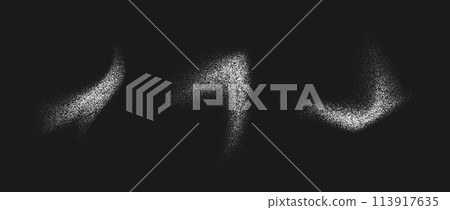 White powder splash set. Salt, sugar or flour splattered granule collection. Grunge stipple sprayed powder speckles, dots and pieces. Snow, dust or sand textured overlay pack. Vector gritty background 113917635