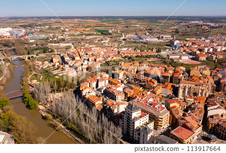 Bird's eye view of Spanish city Aranda de Duero Bird's eye view of Spanish city Aranda de Duero 113917664