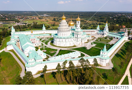 Drone view of the New Jerusalem Monastery in the city of Istra 113917735