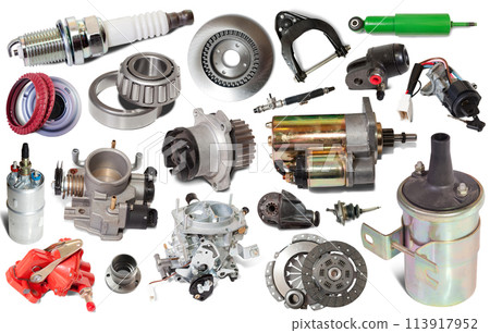 assortment car parts isolated 113917952