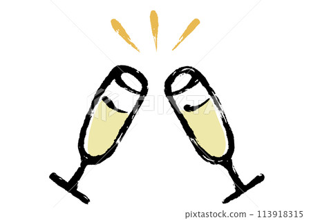 Illustration of champagne glasses toasting 113918315