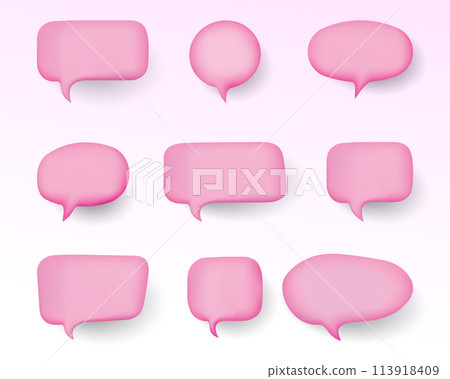 Set of pink speech bubbles with 3D effect 113918409