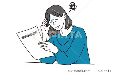 A woman who is depressed after seeing the results of her health check A woman who is depressed after seeing the results of her health check 113918514