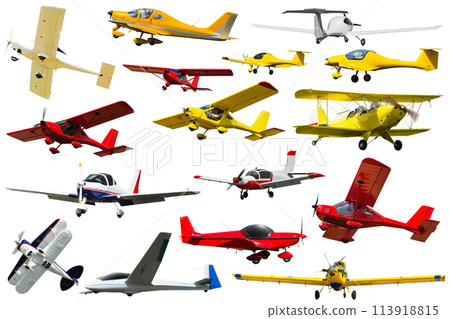 Collage of different modern airplanes Collage of different modern airplanes 113918815