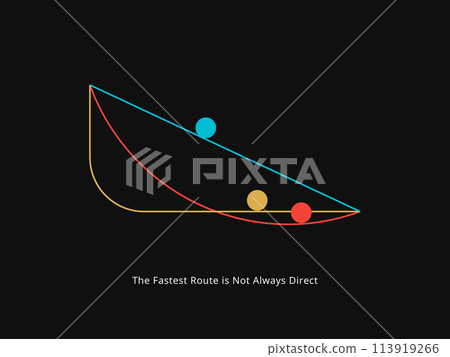 Simple Motivation graphic on dark background. The fastest route is not always straight 113919266