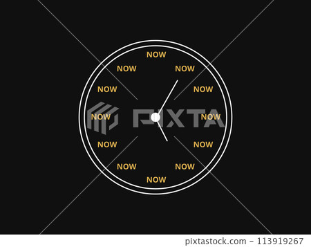 Simple Motivation graphic on dark background. The clock without number only text now. 113919267