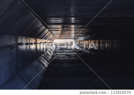 Dark Tunnel With Light at the End 113919570