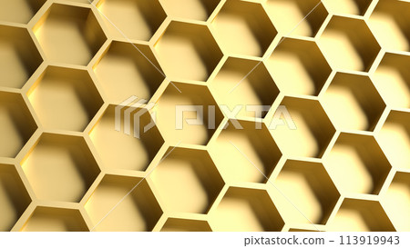 The hexagon or beehive pattern for Background concept 3d rendering. The hexagon or beehive pattern for Background concept 3d rendering. 113919943