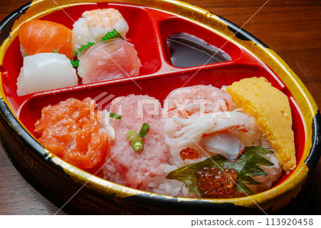 Temari Sushi Seafood Bowl Lunch Box Luxury Lunch Box Japanese Food Temari Sushi Seafood Bowl Lunch Box Luxury Lunch Box Japanese Food 113920458