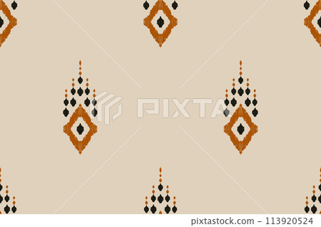 Ikat tribal Indian seamless pattern. Ethnic Aztec fabric carpet mandala ornament native boho chevron textile.Geometric African American oriental traditional vector illustrations. Embroidery style. Ikat tribal Indian seamless pattern. Ethnic Aztec fabric carpet mandala ornament native boho chevron textile.Geometric African American oriental traditional vector illustrations. Embroidery style. 113920524
