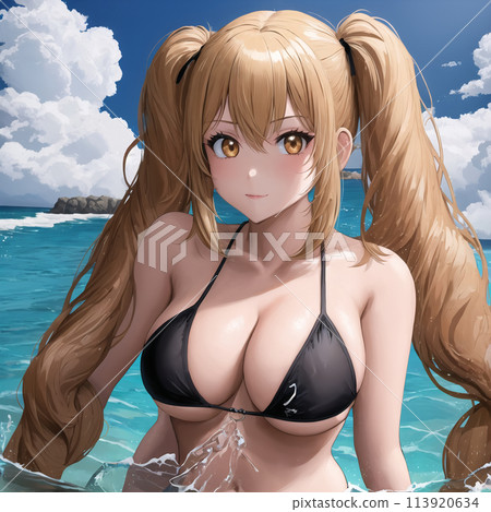 金髮女郎 泳裝 豐滿 女人 113920634