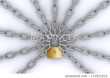 Lock with a padlock and chain 113921014