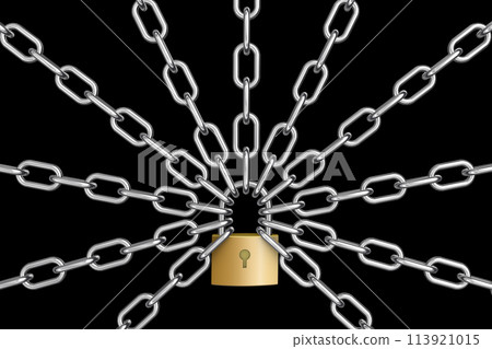 Lock with a padlock and chain 113921015