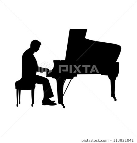 Pianist Silhouette vector, Silhouettes pianist at the piano Pianist Silhouette vector, Silhouettes pianist at the piano 113921041