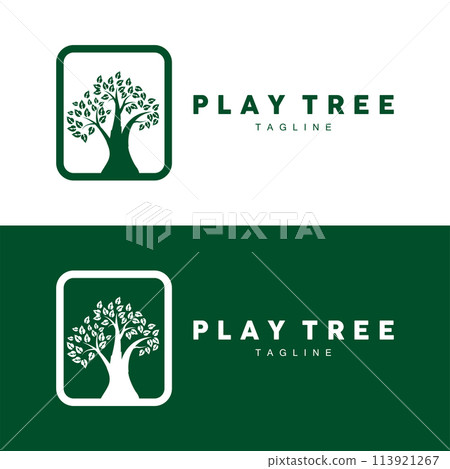 green nature education kids playground tree logo illustration and play tree design 113921267