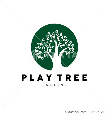 green nature education kids playground tree logo illustration and play tree design 113921268