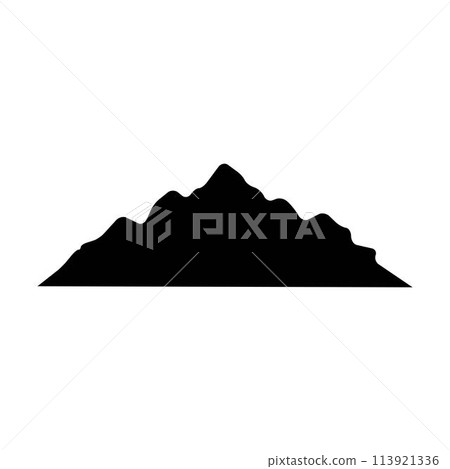Mountain silhouette icon vector symbol of rock hills design element in a glyph pictogram illustration 113921336