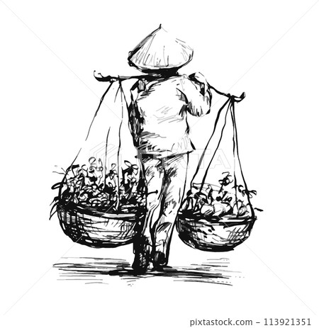 Vietnamese vendor sell vegetables in the morning at local market in Vietnam 113921351