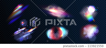 Diamond flare light elements with overlay effect. 113921550