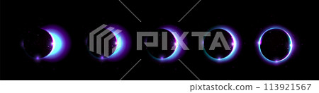 Stages of eclipse of sun by moon. 113921567