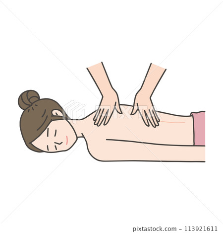 Woman receiving a back massage 113921611