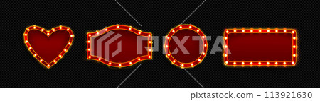 Retro red frame with light bulbs. Retro red frame with light bulbs. 113921630