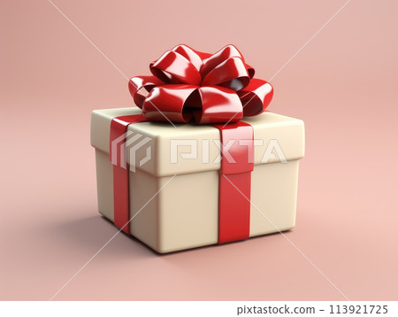 Red box with a white bow. Gift in a red box 113921725