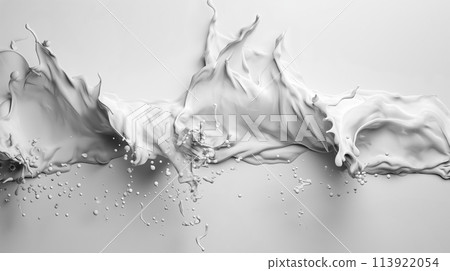 Dynamic Milk Splash on a Grey Background 113922054