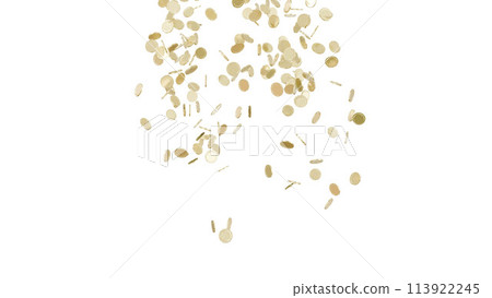 Jackpot or win concept. Coins flow. Explosion of coins on isolated background. 113922245