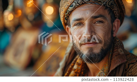 A Muslim man on the Eid al-Adha holiday. Portrait of a man 113922428