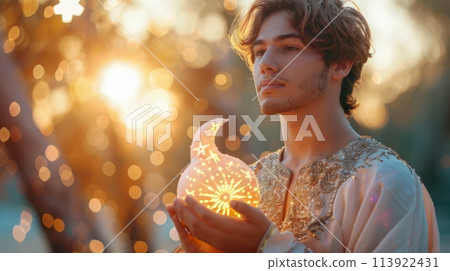 A Muslim man on the Eid al-Adha holiday. Portrait of a man 113922431