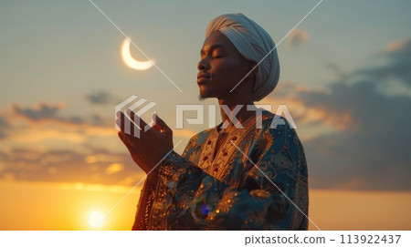 A Muslim man on the Eid al-Adha holiday. Portrait of a man 113922437
