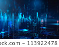 Data graph chart 3d render light dots background banner finance wallpaper 113922478