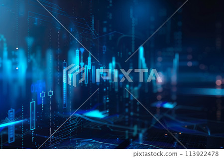 Data graph chart 3d render light dots background banner finance wallpaper 113922478