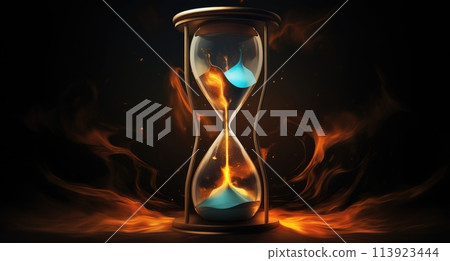 Hourglass . The passing of time Generative Ai 113923444