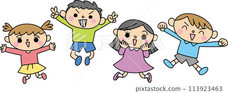 Children jumping energetically Children jumping energetically 113923463