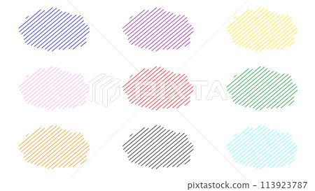 手繪雲形條紋線 9 件套 113923787