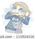 Panic woman and cat 113924316