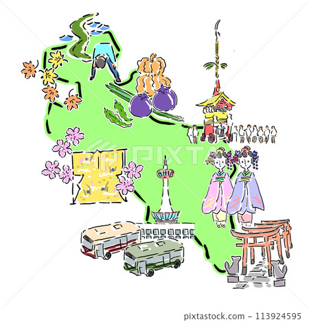 京都著名景點插畫 113924595