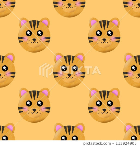 seamless pattern with cute cats 113924903